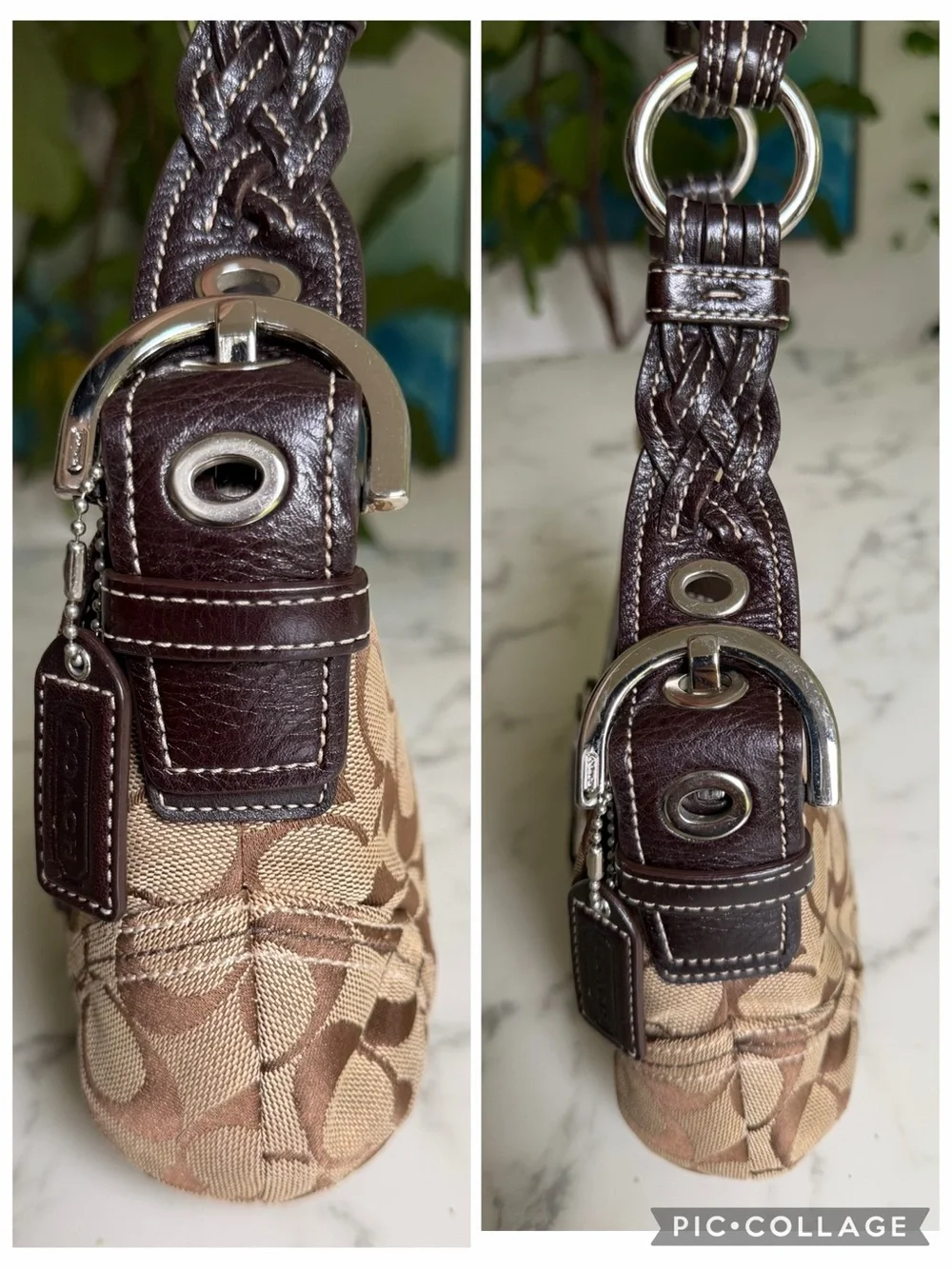 Coach Vintage Y2K Soho Signature Small Braided Strap Shoulder Bag 6171 Khaki